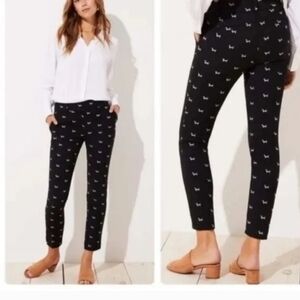 Loft Skinny Black and White Patterned Cropped Pants